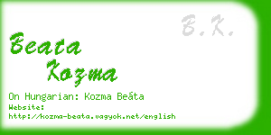 beata kozma business card
